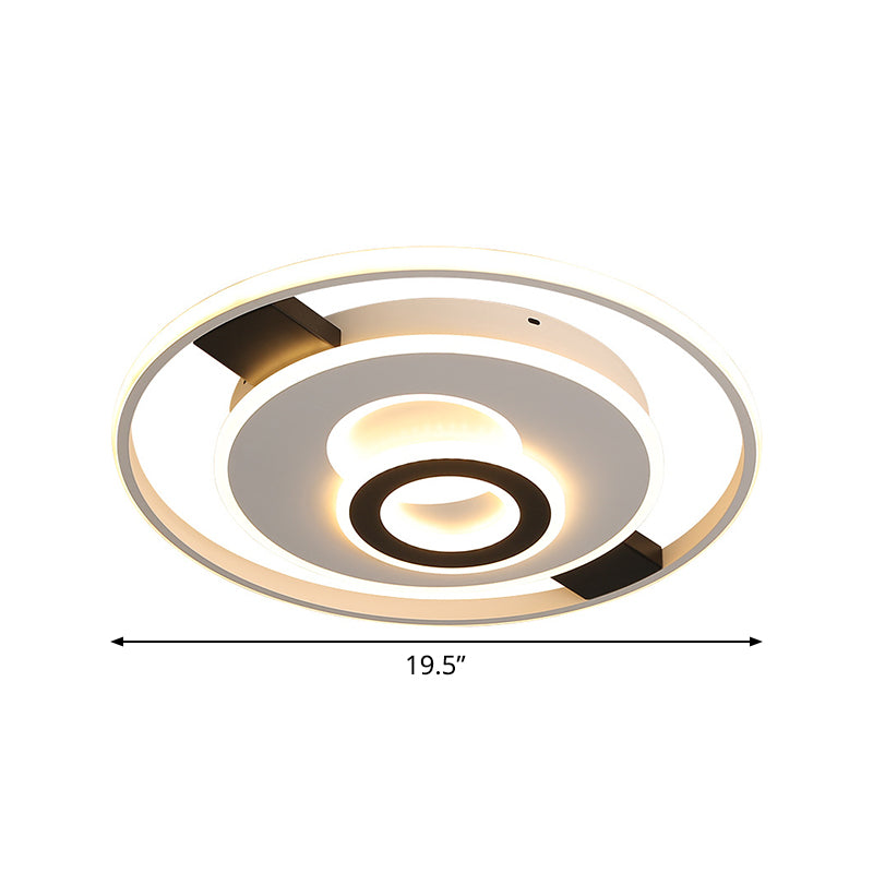 Halo Ring Thin LED Ceiling Lighting Contemporary Acrylic Black-White Flush Mount Fixture in Warm/White Light, 16"/19.5"/23.5" Wide Clearhalo 'Ceiling Lights' 'Close To Ceiling Lights' 'Close to ceiling' 'Flush mount' Lighting' 781373