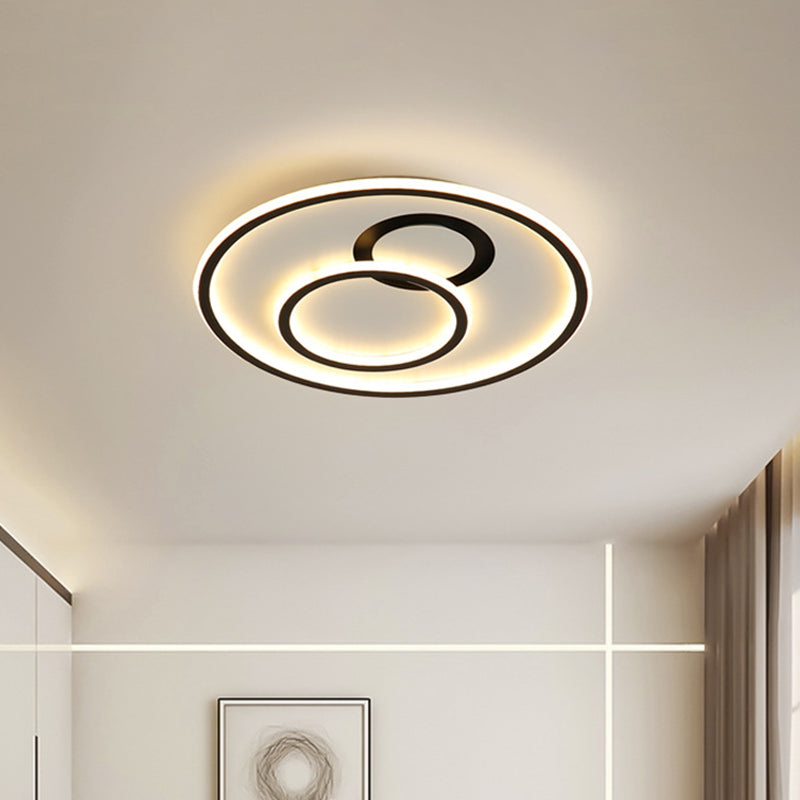 Extra Thin Circle Bedroom Ceiling Flush Acrylic Minimalist 16"/19.5" Dia LED Flush Mount Light Fixture in Black Black Clearhalo 'Ceiling Lights' 'Close To Ceiling Lights' 'Close to ceiling' 'Flush mount' Lighting' 781375