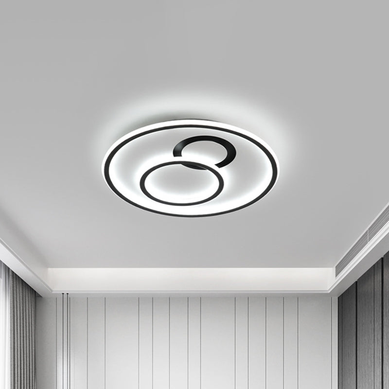 Extra Thin Circle Bedroom Ceiling Flush Acrylic Minimalist 16"/19.5" Dia LED Flush Mount Light Fixture in Black Clearhalo 'Ceiling Lights' 'Close To Ceiling Lights' 'Close to ceiling' 'Flush mount' Lighting' 781376