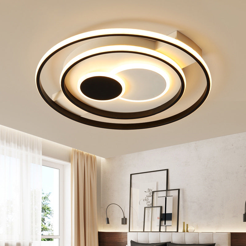 Modern LED Flush Mount Lamp Black Circular Ceiling Lighting with Acrylic Shade in Warm/White Light, 16.5/20.5 Inch Dia Black Clearhalo 'Ceiling Lights' 'Close To Ceiling Lights' 'Close to ceiling' 'Flush mount' Lighting' 781380