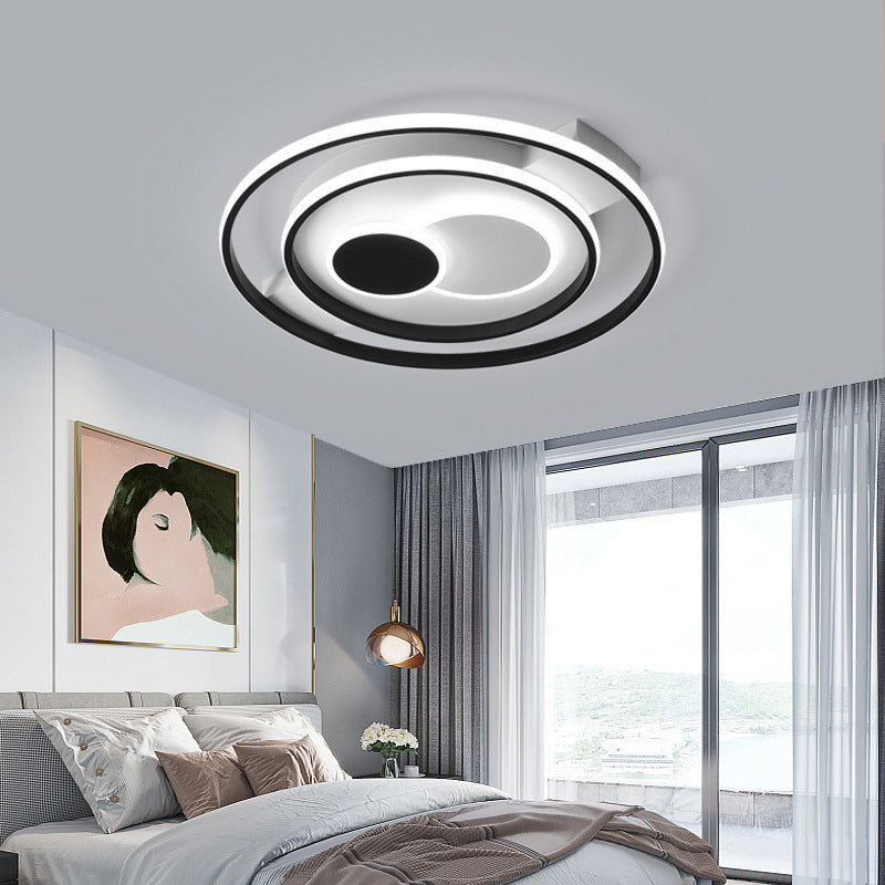 Modern LED Flush Mount Lamp Black Circular Ceiling Lighting with Acrylic Shade in Warm/White Light, 16.5/20.5 Inch Dia Clearhalo 'Ceiling Lights' 'Close To Ceiling Lights' 'Close to ceiling' 'Flush mount' Lighting' 781381