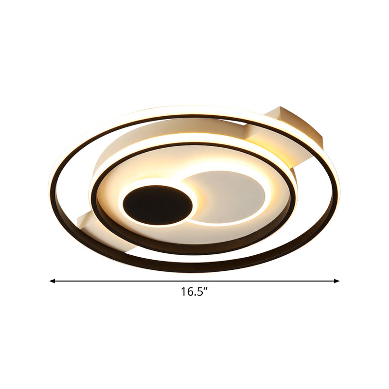 Modern LED Flush Mount Lamp Black Circular Ceiling Lighting with Acrylic Shade in Warm/White Light, 16.5/20.5 Inch Dia Clearhalo 'Ceiling Lights' 'Close To Ceiling Lights' 'Close to ceiling' 'Flush mount' Lighting' 781383