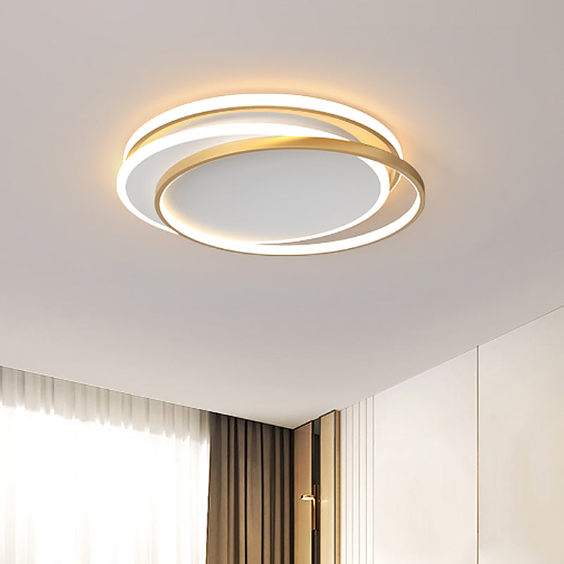 Gold Loop Ceiling Flush Light Simplicity Acrylic 18"/22" Wide LED Flush Mount Lighting in Warm/White Light Gold Clearhalo 'Ceiling Lights' 'Close To Ceiling Lights' 'Close to ceiling' 'Flush mount' Lighting' 781385