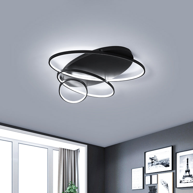 Modern Novelty LED Ceiling Flush Mount Black/White/Gold Intersected Oval Flush Mounted Lamp with Acrylic Shade, Warm/White Light Clearhalo 'Ceiling Lights' 'Close To Ceiling Lights' 'Close to ceiling' 'Flush mount' Lighting' 781401