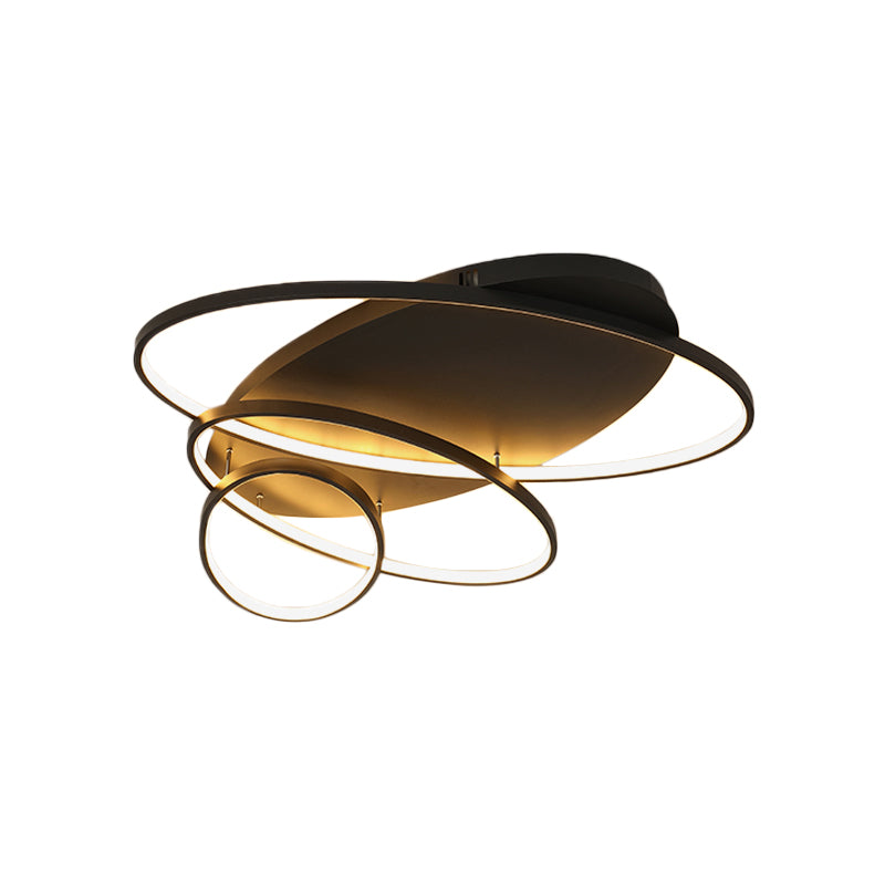 Modern Novelty LED Ceiling Flush Mount Black/White/Gold Intersected Oval Flush Mounted Lamp with Acrylic Shade, Warm/White Light Clearhalo 'Ceiling Lights' 'Close To Ceiling Lights' 'Close to ceiling' 'Flush mount' Lighting' 781402