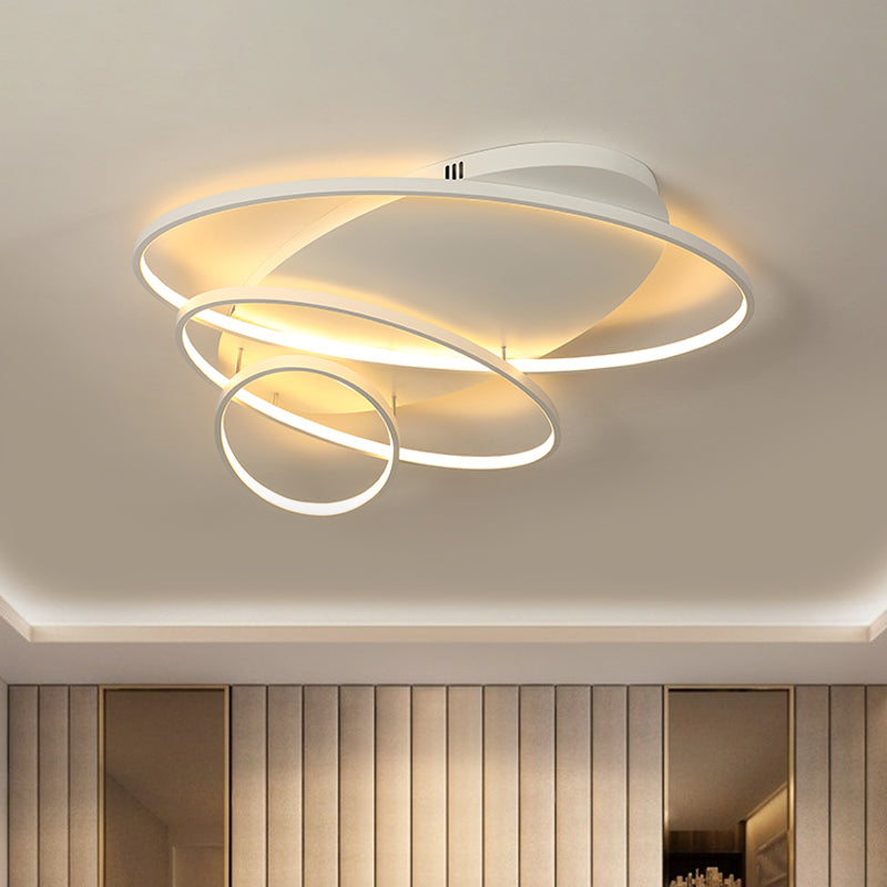 Modern Novelty LED Ceiling Flush Mount Black/White/Gold Intersected Oval Flush Mounted Lamp with Acrylic Shade, Warm/White Light White Clearhalo 'Ceiling Lights' 'Close To Ceiling Lights' 'Close to ceiling' 'Flush mount' Lighting' 781404