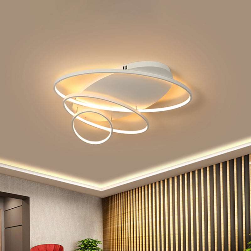 Modern Novelty LED Ceiling Flush Mount Black/White/Gold Intersected Oval Flush Mounted Lamp with Acrylic Shade, Warm/White Light Clearhalo 'Ceiling Lights' 'Close To Ceiling Lights' 'Close to ceiling' 'Flush mount' Lighting' 781405