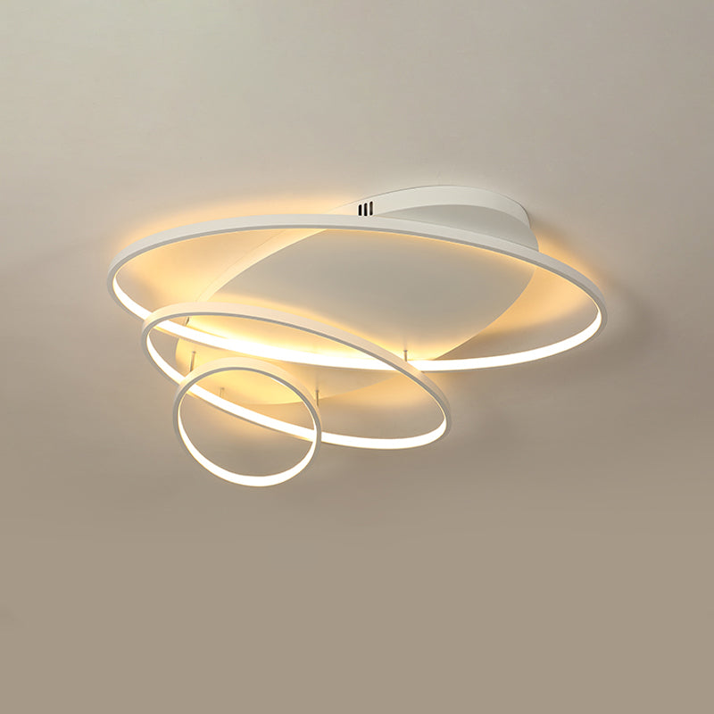 Modern Novelty LED Ceiling Flush Mount Black/White/Gold Intersected Oval Flush Mounted Lamp with Acrylic Shade, Warm/White Light Clearhalo 'Ceiling Lights' 'Close To Ceiling Lights' 'Close to ceiling' 'Flush mount' Lighting' 781407