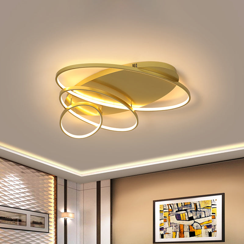 Modern Novelty LED Ceiling Flush Mount Black/White/Gold Intersected Oval Flush Mounted Lamp with Acrylic Shade, Warm/White Light Gold Clearhalo 'Ceiling Lights' 'Close To Ceiling Lights' 'Close to ceiling' 'Flush mount' Lighting' 781408