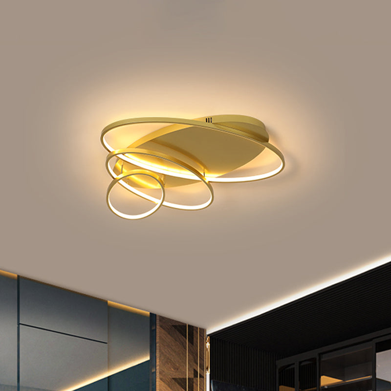 Modern Novelty LED Ceiling Flush Mount Black/White/Gold Intersected Oval Flush Mounted Lamp with Acrylic Shade, Warm/White Light Clearhalo 'Ceiling Lights' 'Close To Ceiling Lights' 'Close to ceiling' 'Flush mount' Lighting' 781409