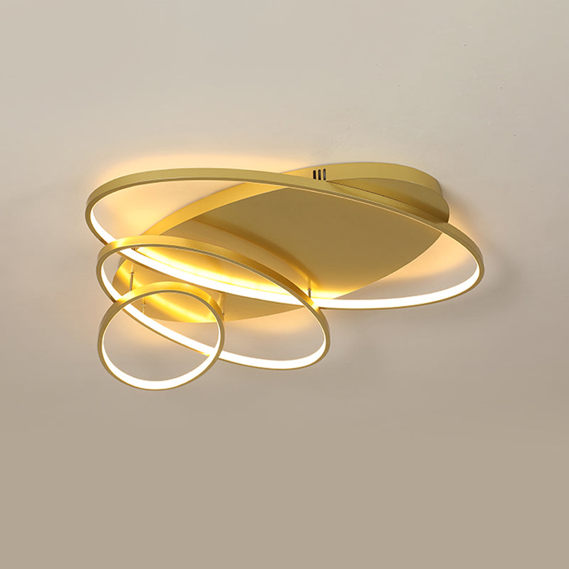 Modern Novelty LED Ceiling Flush Mount Black/White/Gold Intersected Oval Flush Mounted Lamp with Acrylic Shade, Warm/White Light Clearhalo 'Ceiling Lights' 'Close To Ceiling Lights' 'Close to ceiling' 'Flush mount' Lighting' 781411