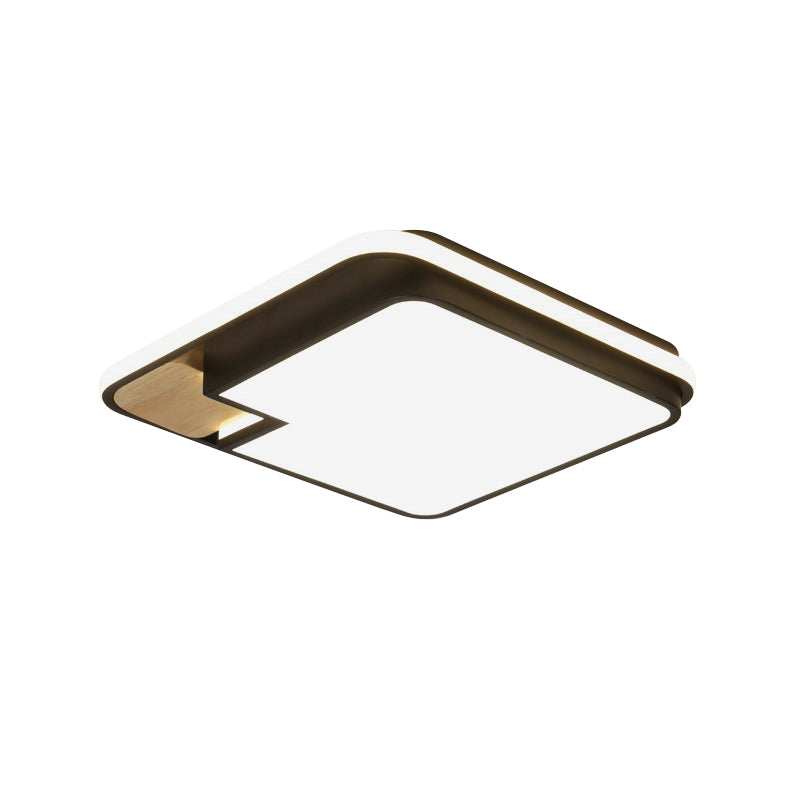 Aluminum Splicing Square Flush Mount Nordic Black and Wood LED Ceiling Light Fixture Clearhalo 'Ceiling Lights' 'Close To Ceiling Lights' 'Close to ceiling' 'Flush mount' Lighting' 781436