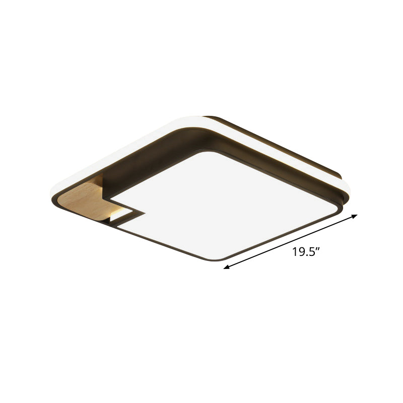 Aluminum Splicing Square Flush Mount Nordic Black and Wood LED Ceiling Light Fixture Clearhalo 'Ceiling Lights' 'Close To Ceiling Lights' 'Close to ceiling' 'Flush mount' Lighting' 781437