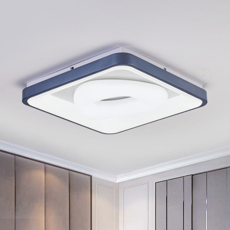 Triangle/Bubble/Circle Flush Mount Lamp Modern Acrylic Blue-White LED Ceiling Light with Square Frame Blue-White Triangle Clearhalo 'Ceiling Lights' 'Close To Ceiling Lights' 'Close to ceiling' 'Flush mount' Lighting' 781442