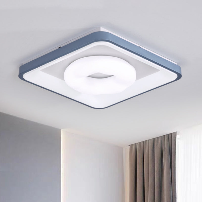 Triangle/Bubble/Circle Flush Mount Lamp Modern Acrylic Blue-White LED Ceiling Light with Square Frame Blue-White Bubble Clearhalo 'Ceiling Lights' 'Close To Ceiling Lights' 'Close to ceiling' 'Flush mount' Lighting' 781446