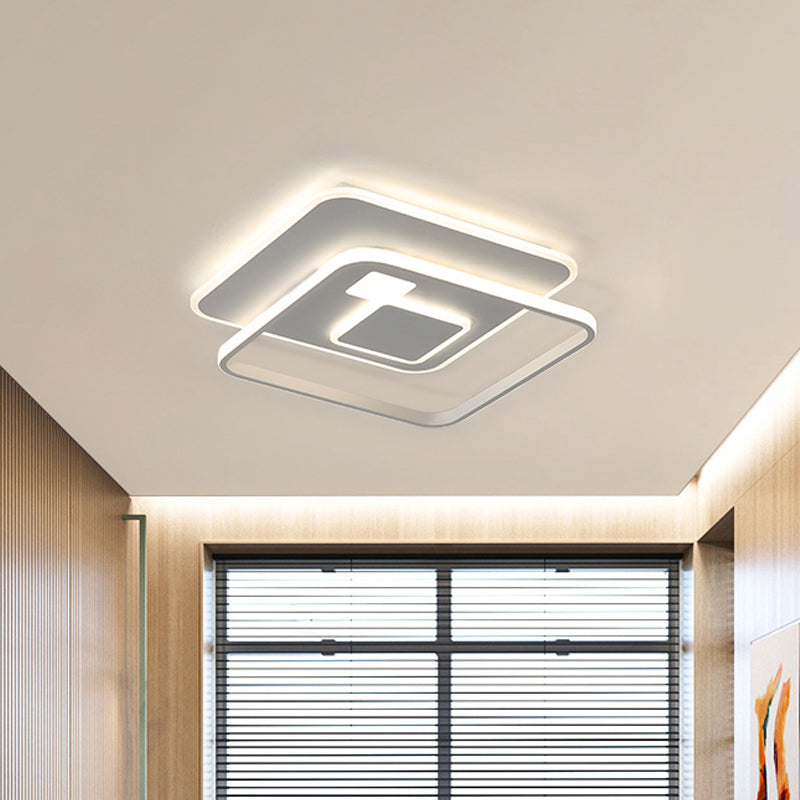 Rectangle Acrylic LED Ceiling Fixture Minimalist White Flush Mount Recessed Lighting in Warm/White Light White Clearhalo 'Ceiling Lights' 'Close To Ceiling Lights' 'Close to ceiling' 'Flush mount' Lighting' 781466