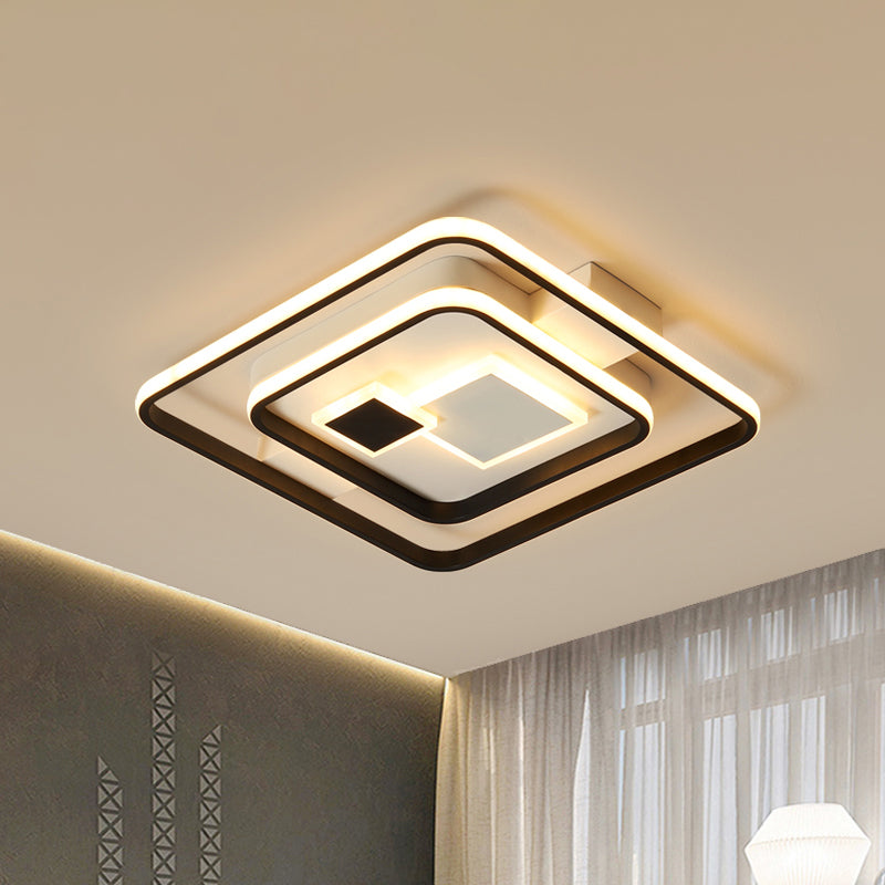 Modern Style Checkered Flush Mount Acrylic Bedroom 16.5"/20.5" Wide LED Ceiling Lighting in Warm/White Light, Black-White Black-White Clearhalo 'Ceiling Lights' 'Close To Ceiling Lights' 'Close to ceiling' 'Flush mount' Lighting' 781475