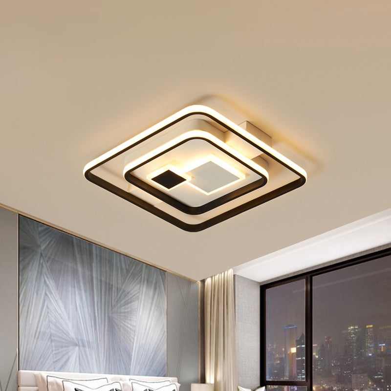 Modern Style Checkered Flush Mount Acrylic Bedroom 16.5"/20.5" Wide LED Ceiling Lighting in Warm/White Light, Black-White Clearhalo 'Ceiling Lights' 'Close To Ceiling Lights' 'Close to ceiling' 'Flush mount' Lighting' 781476