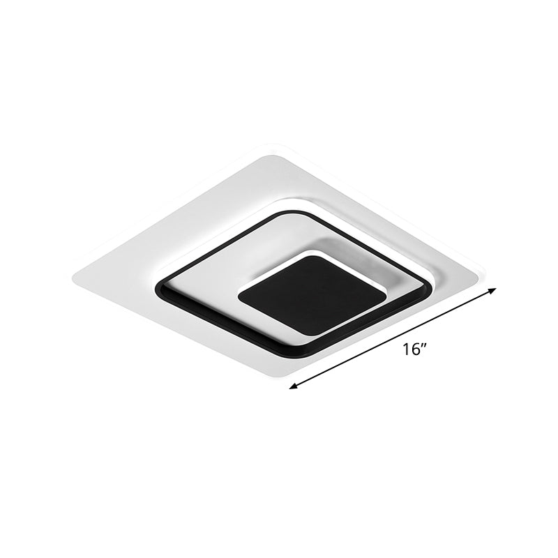 Ultra-Thin Triple Square Flush Light Simplicity Acrylic Black and White 16"/19.5" Wide LED Ceiling Mount Fixture in Warm/White Light Clearhalo 'Ceiling Lights' 'Close To Ceiling Lights' 'Close to ceiling' 'Flush mount' Lighting' 781483