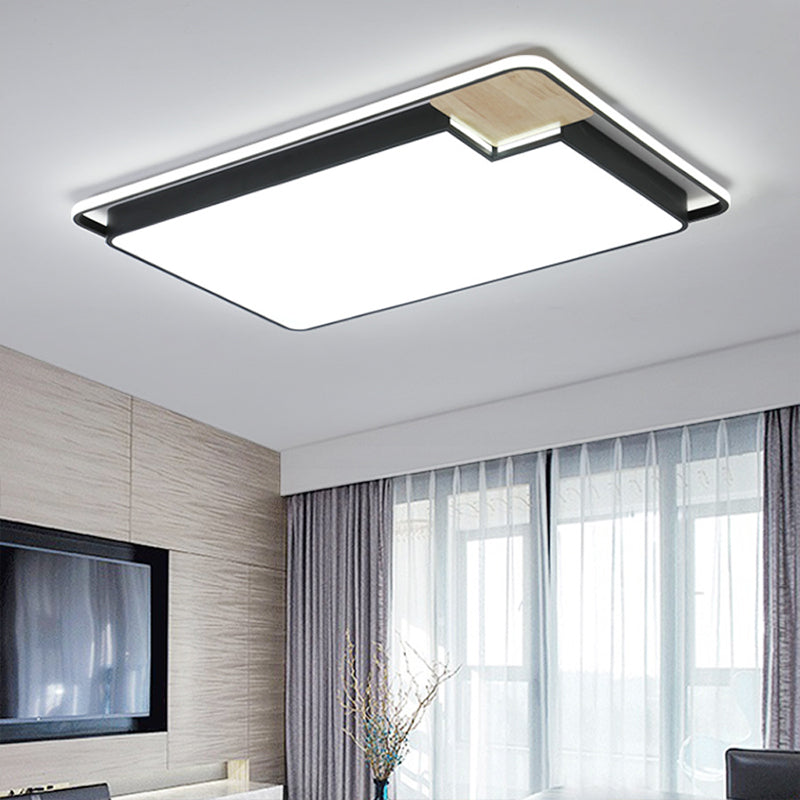 Rectangle Splicing Surface Ceiling Light Nordic Acrylic Lounge LED Flush Mount Lamp in Black-Wood Black Clearhalo 'Ceiling Lights' 'Close To Ceiling Lights' 'Close to ceiling' 'Flush mount' Lighting' 781516