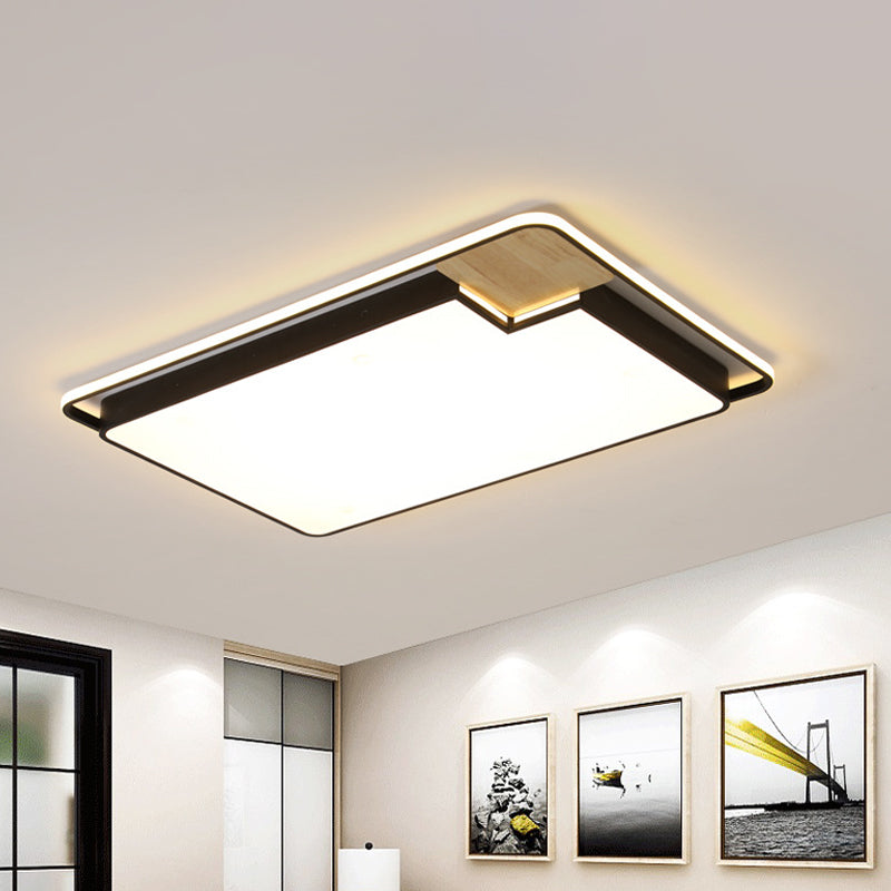 Rectangle Splicing Surface Ceiling Light Nordic Acrylic Lounge LED Flush Mount Lamp in Black-Wood Clearhalo 'Ceiling Lights' 'Close To Ceiling Lights' 'Close to ceiling' 'Flush mount' Lighting' 781517