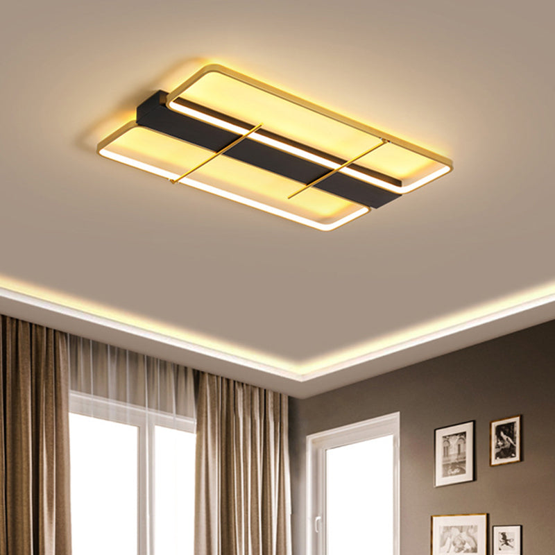 Aluminum Rectangle Frame Flush Mount Simple Black and Gold LED Ceiling Light Fixture in Warm/White Light Clearhalo 'Ceiling Lights' 'Close To Ceiling Lights' 'Close to ceiling' 'Flush mount' Lighting' 781521