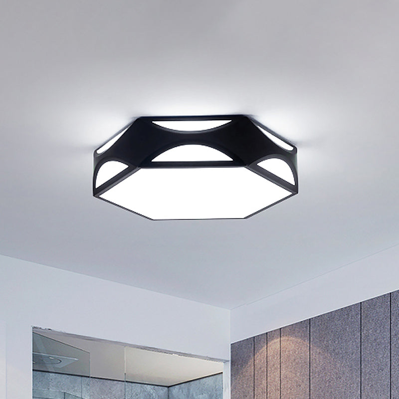 Hexagonal Cutouts Ceiling Mount Light Modern Iron Black/White LED Flush Mount Recessed Lighting with Acrylic Diffuser Black Clearhalo 'Ceiling Lights' 'Close To Ceiling Lights' 'Close to ceiling' 'Flush mount' Lighting' 781524