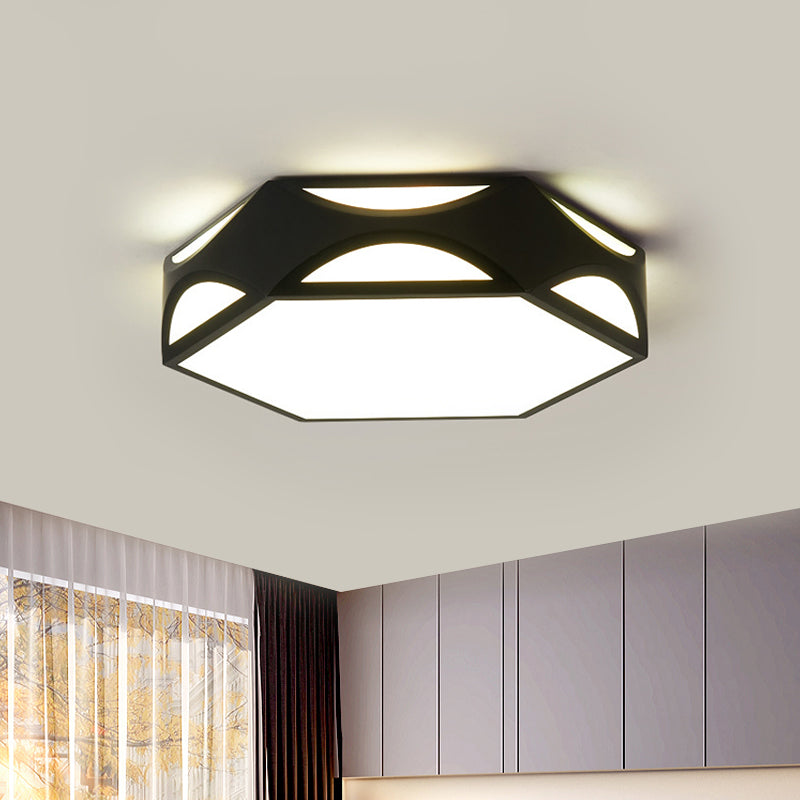 Hexagonal Cutouts Ceiling Mount Light Modern Iron Black/White LED Flush Mount Recessed Lighting with Acrylic Diffuser Clearhalo 'Ceiling Lights' 'Close To Ceiling Lights' 'Close to ceiling' 'Flush mount' Lighting' 781525