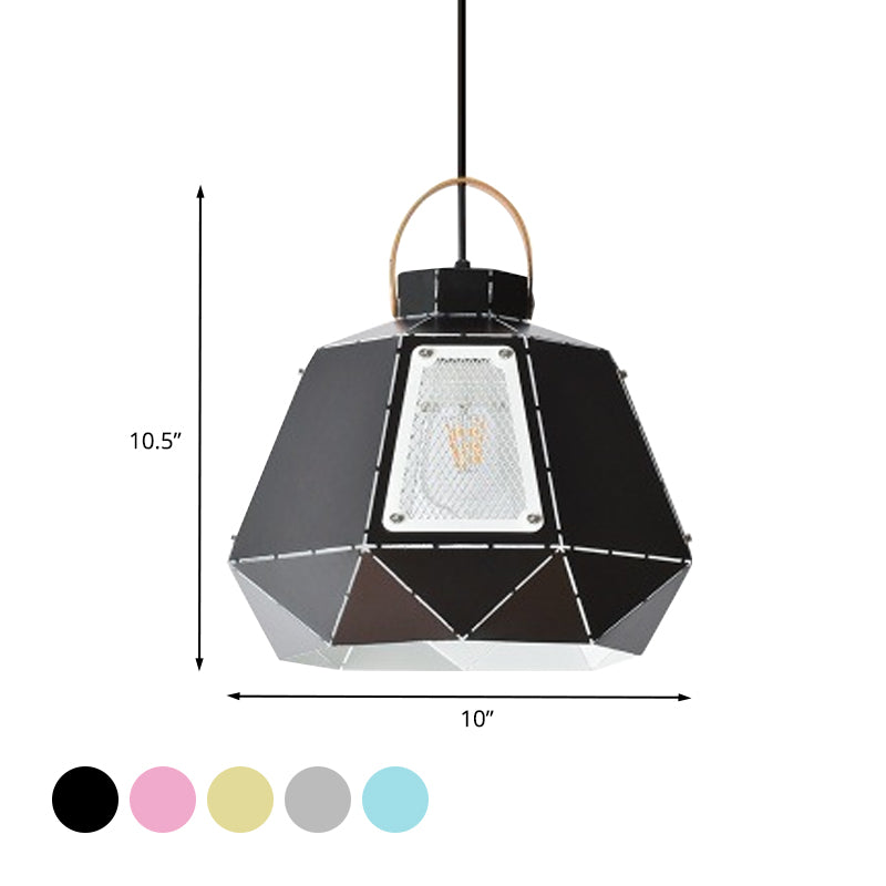 Iron Laser-Cut Kettle Pendant Lamp Macaron 1-Light Black/Grey/Blue Suspension Lighting with Mesh Screen Clearhalo 'Ceiling Lights' 'Pendant Lights' 'Pendants' Lighting' 781552