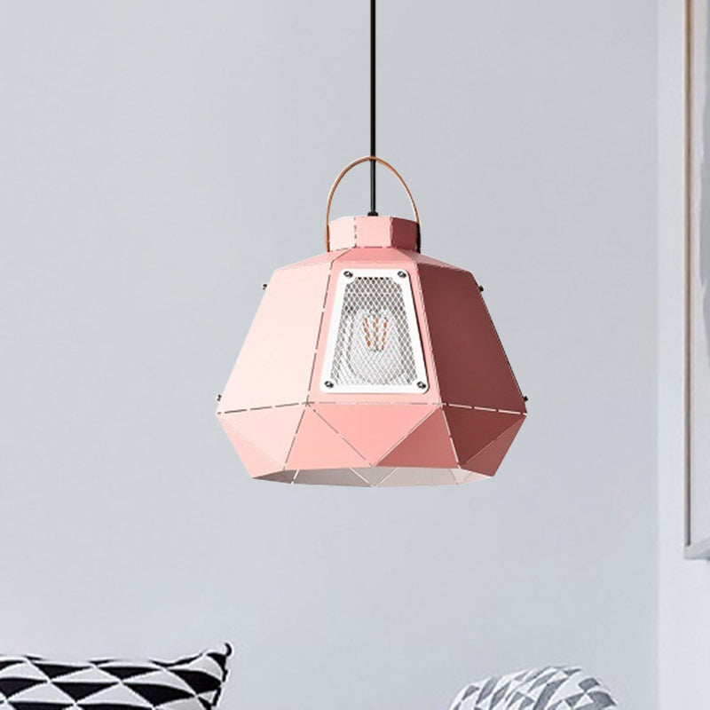 Iron Laser-Cut Kettle Pendant Lamp Macaron 1-Light Black/Grey/Blue Suspension Lighting with Mesh Screen Clearhalo 'Ceiling Lights' 'Pendant Lights' 'Pendants' Lighting' 781553