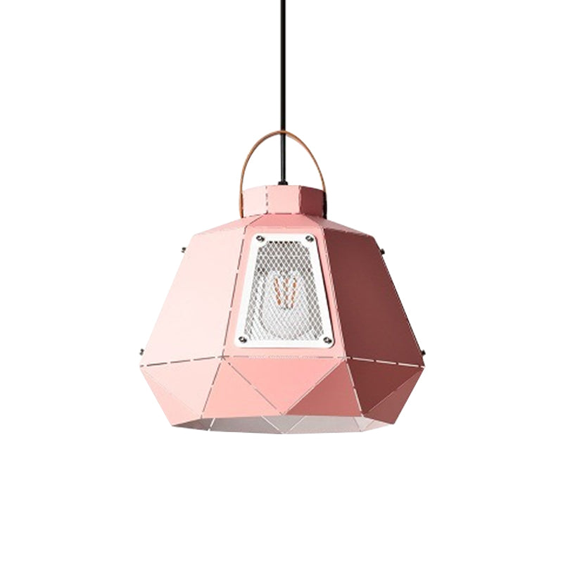 Iron Laser-Cut Kettle Pendant Lamp Macaron 1-Light Black/Grey/Blue Suspension Lighting with Mesh Screen Clearhalo 'Ceiling Lights' 'Pendant Lights' 'Pendants' Lighting' 781555