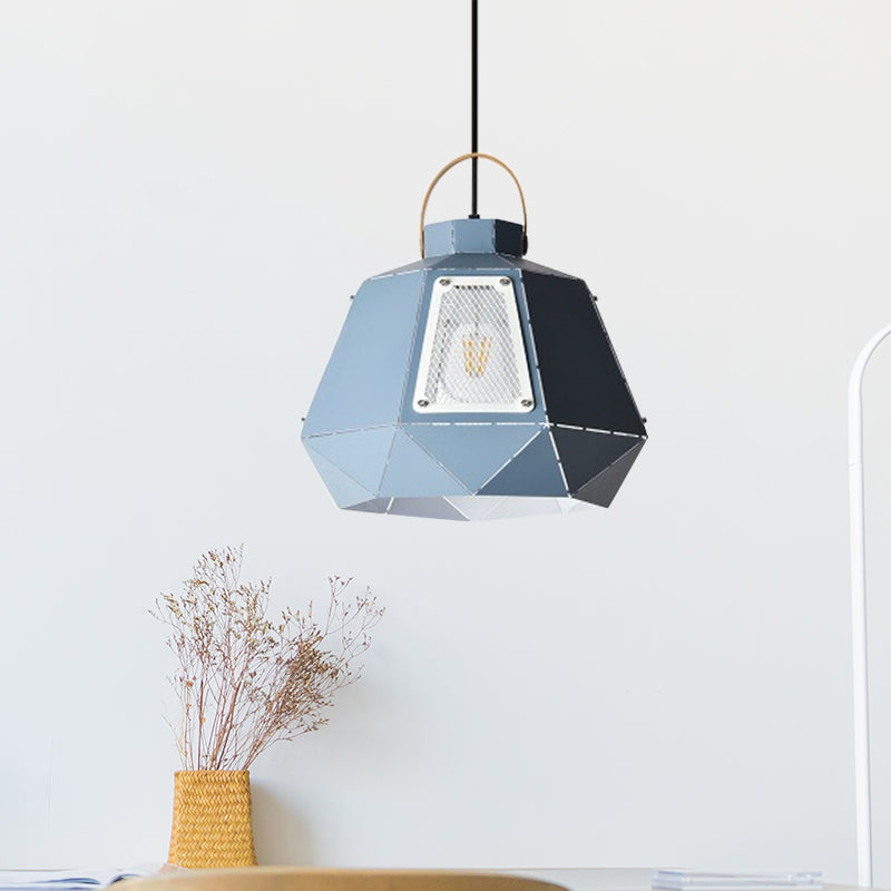 Iron Laser-Cut Kettle Pendant Lamp Macaron 1-Light Black/Grey/Blue Suspension Lighting with Mesh Screen Clearhalo 'Ceiling Lights' 'Pendant Lights' 'Pendants' Lighting' 781560