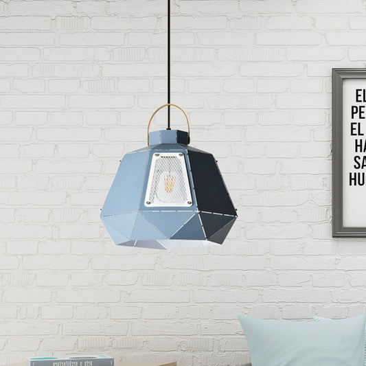 Iron Laser-Cut Kettle Pendant Lamp Macaron 1-Light Black/Grey/Blue Suspension Lighting with Mesh Screen Clearhalo 'Ceiling Lights' 'Pendant Lights' 'Pendants' Lighting' 781561