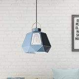 Iron Laser-Cut Kettle Pendant Lamp Macaron 1-Light Black/Grey/Blue Suspension Lighting with Mesh Screen Clearhalo 'Ceiling Lights' 'Pendant Lights' 'Pendants' Lighting' 781561