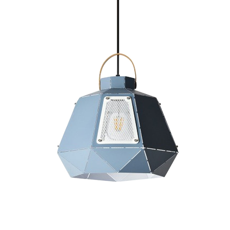 Iron Laser-Cut Kettle Pendant Lamp Macaron 1-Light Black/Grey/Blue Suspension Lighting with Mesh Screen Clearhalo 'Ceiling Lights' 'Pendant Lights' 'Pendants' Lighting' 781563