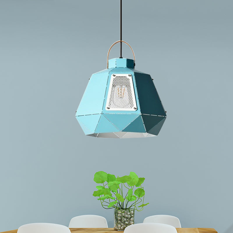 Iron Laser-Cut Kettle Pendant Lamp Macaron 1-Light Black/Grey/Blue Suspension Lighting with Mesh Screen Clearhalo 'Ceiling Lights' 'Pendant Lights' 'Pendants' Lighting' 781564