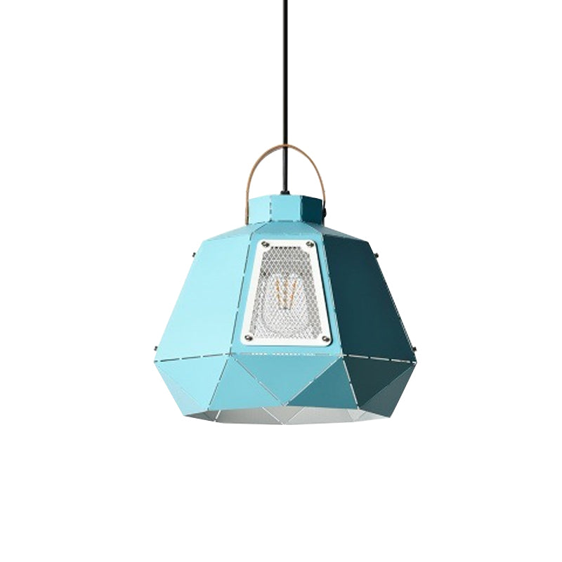 Iron Laser-Cut Kettle Pendant Lamp Macaron 1-Light Black/Grey/Blue Suspension Lighting with Mesh Screen Clearhalo 'Ceiling Lights' 'Pendant Lights' 'Pendants' Lighting' 781567