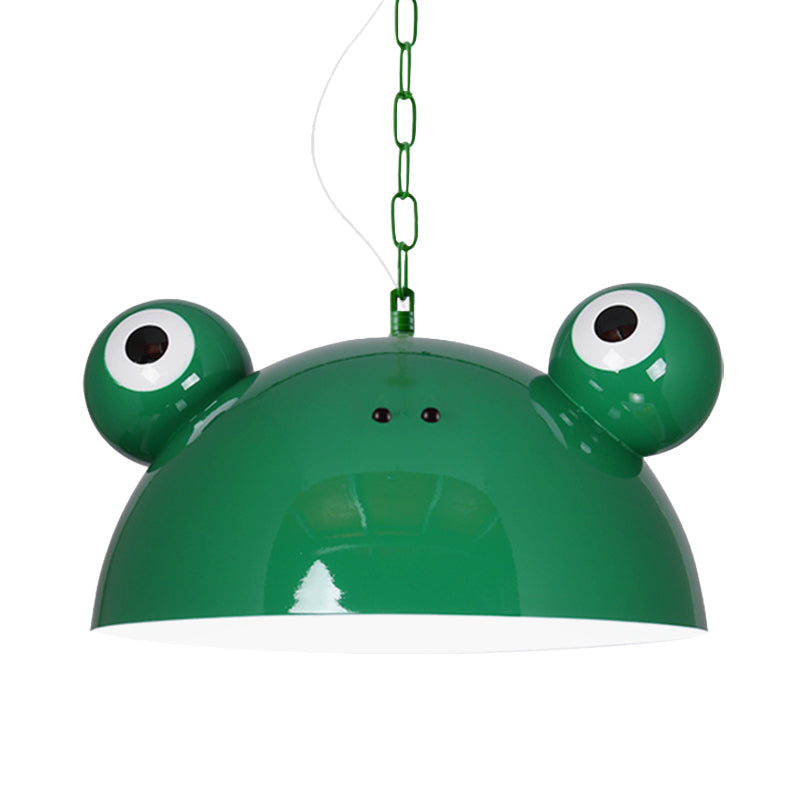 Frog Kindergarten Ceiling Pendant Iron 1 Bulb Kids Style Hanging Lamp Kit in Red/Blue/Green Clearhalo 'Ceiling Lights' 'Pendant Lights' 'Pendants' Lighting' 781597