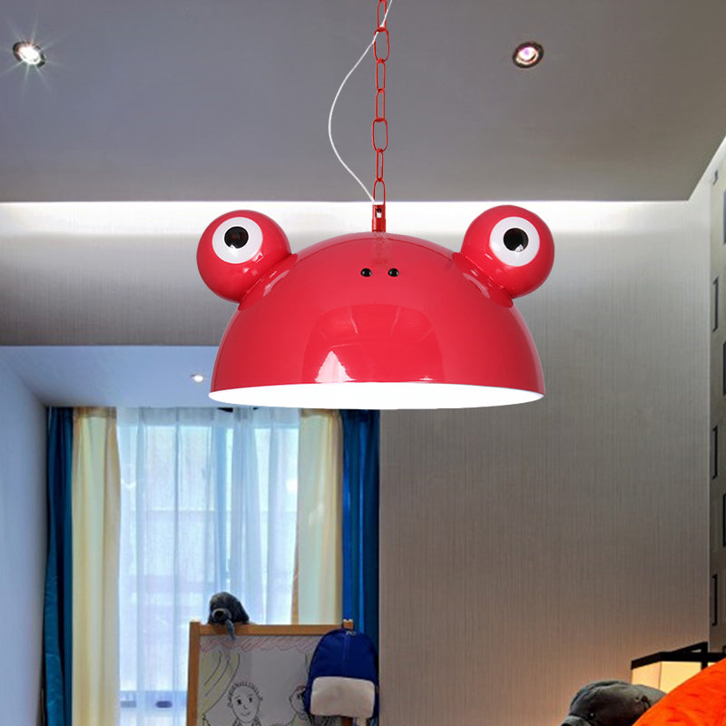 Frog Kindergarten Ceiling Pendant Iron 1 Bulb Kids Style Hanging Lamp Kit in Red/Blue/Green Clearhalo 'Ceiling Lights' 'Pendant Lights' 'Pendants' Lighting' 781600