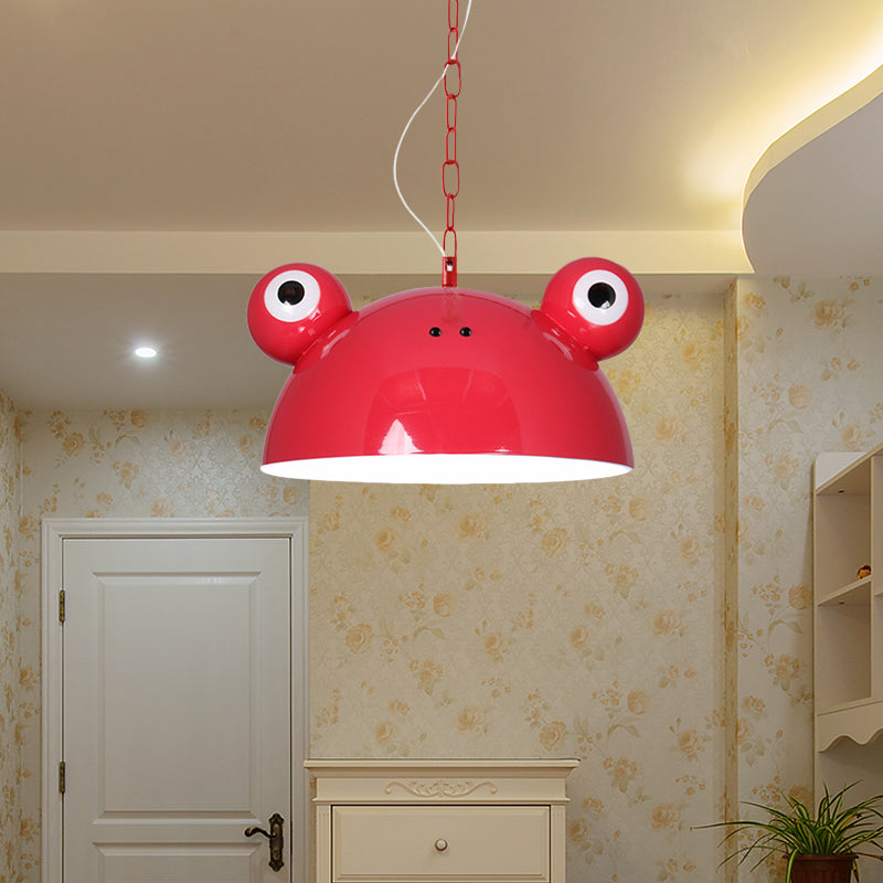 Frog Kindergarten Ceiling Pendant Iron 1 Bulb Kids Style Hanging Lamp Kit in Red/Blue/Green Clearhalo 'Ceiling Lights' 'Pendant Lights' 'Pendants' Lighting' 781601