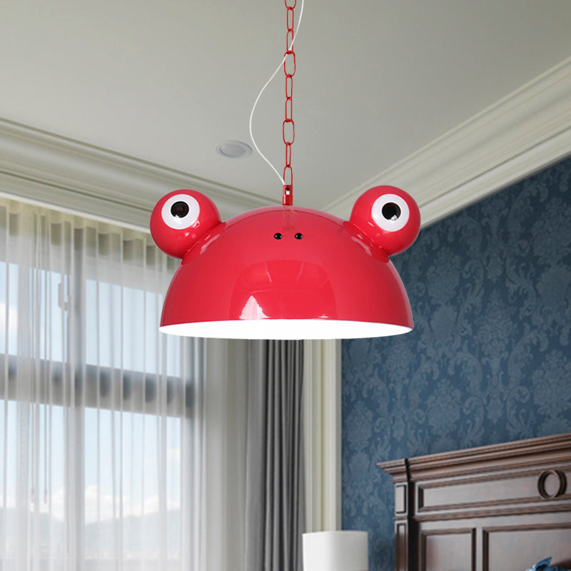 Frog Kindergarten Ceiling Pendant Iron 1 Bulb Kids Style Hanging Lamp Kit in Red/Blue/Green Clearhalo 'Ceiling Lights' 'Pendant Lights' 'Pendants' Lighting' 781602