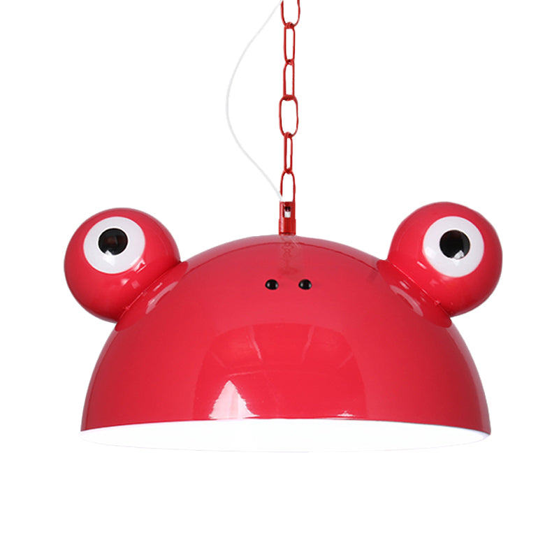 Frog Kindergarten Ceiling Pendant Iron 1 Bulb Kids Style Hanging Lamp Kit in Red/Blue/Green Clearhalo 'Ceiling Lights' 'Pendant Lights' 'Pendants' Lighting' 781603