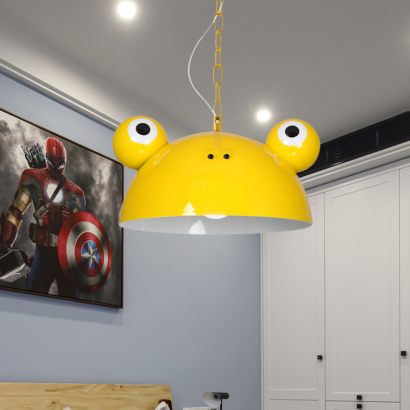 Frog Kindergarten Ceiling Pendant Iron 1 Bulb Kids Style Hanging Lamp Kit in Red/Blue/Green Clearhalo 'Ceiling Lights' 'Pendant Lights' 'Pendants' Lighting' 781604