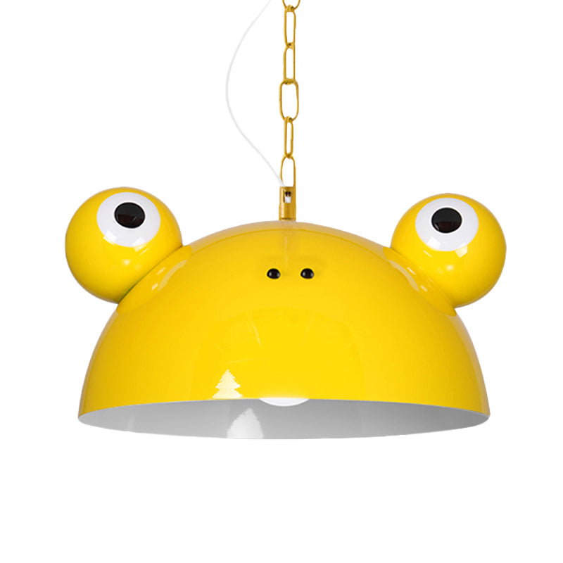 Frog Kindergarten Ceiling Pendant Iron 1 Bulb Kids Style Hanging Lamp Kit in Red/Blue/Green Clearhalo 'Ceiling Lights' 'Pendant Lights' 'Pendants' Lighting' 781606