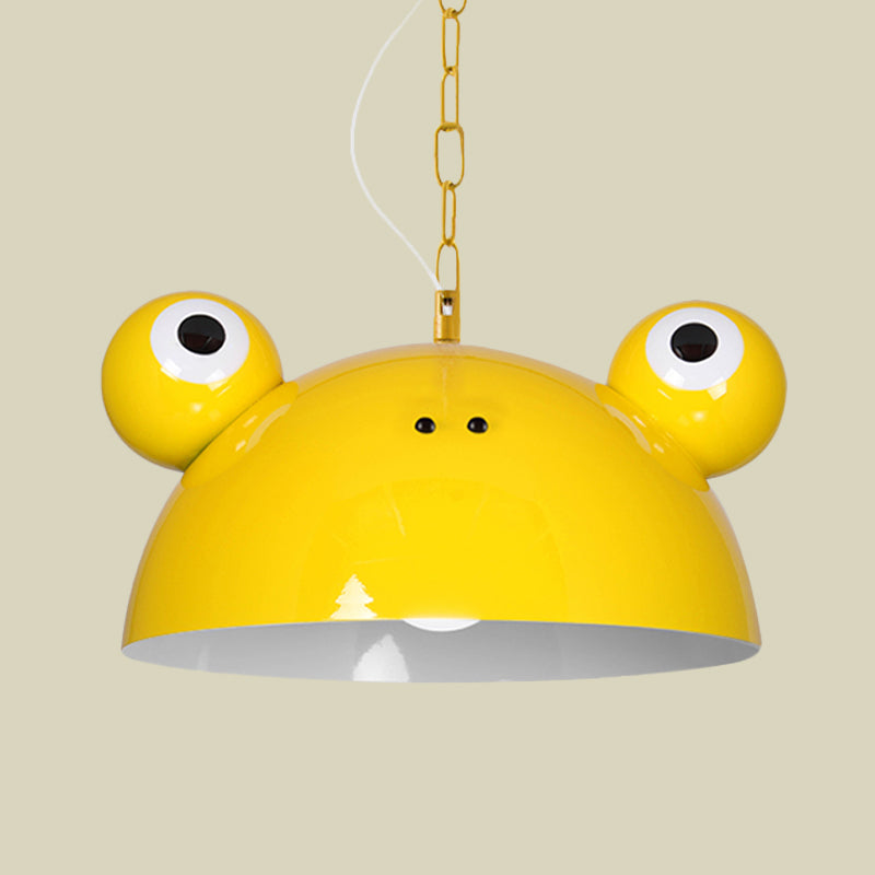 Frog Kindergarten Ceiling Pendant Iron 1 Bulb Kids Style Hanging Lamp Kit in Red/Blue/Green Clearhalo 'Ceiling Lights' 'Pendant Lights' 'Pendants' Lighting' 781607