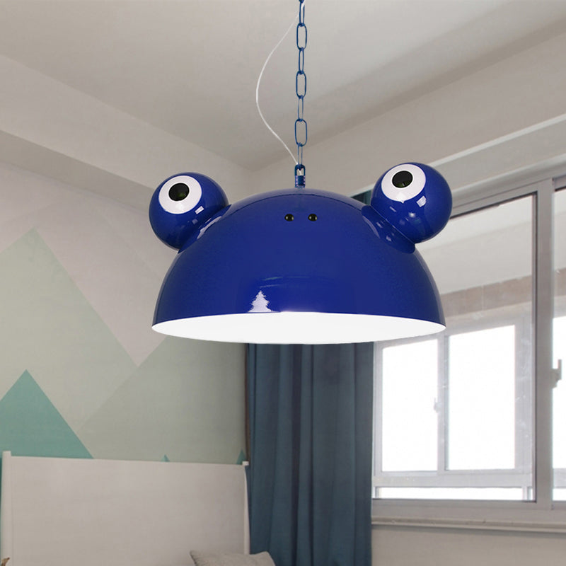 Frog Kindergarten Ceiling Pendant Iron 1 Bulb Kids Style Hanging Lamp Kit in Red/Blue/Green Clearhalo 'Ceiling Lights' 'Pendant Lights' 'Pendants' Lighting' 781608