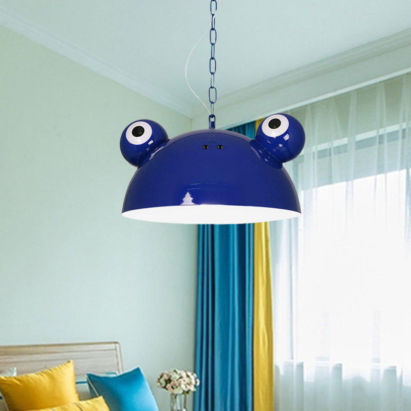 Frog Kindergarten Ceiling Pendant Iron 1 Bulb Kids Style Hanging Lamp Kit in Red/Blue/Green Clearhalo 'Ceiling Lights' 'Pendant Lights' 'Pendants' Lighting' 781609