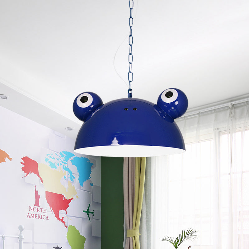 Frog Kindergarten Ceiling Pendant Iron 1 Bulb Kids Style Hanging Lamp Kit in Red/Blue/Green Clearhalo 'Ceiling Lights' 'Pendant Lights' 'Pendants' Lighting' 781610