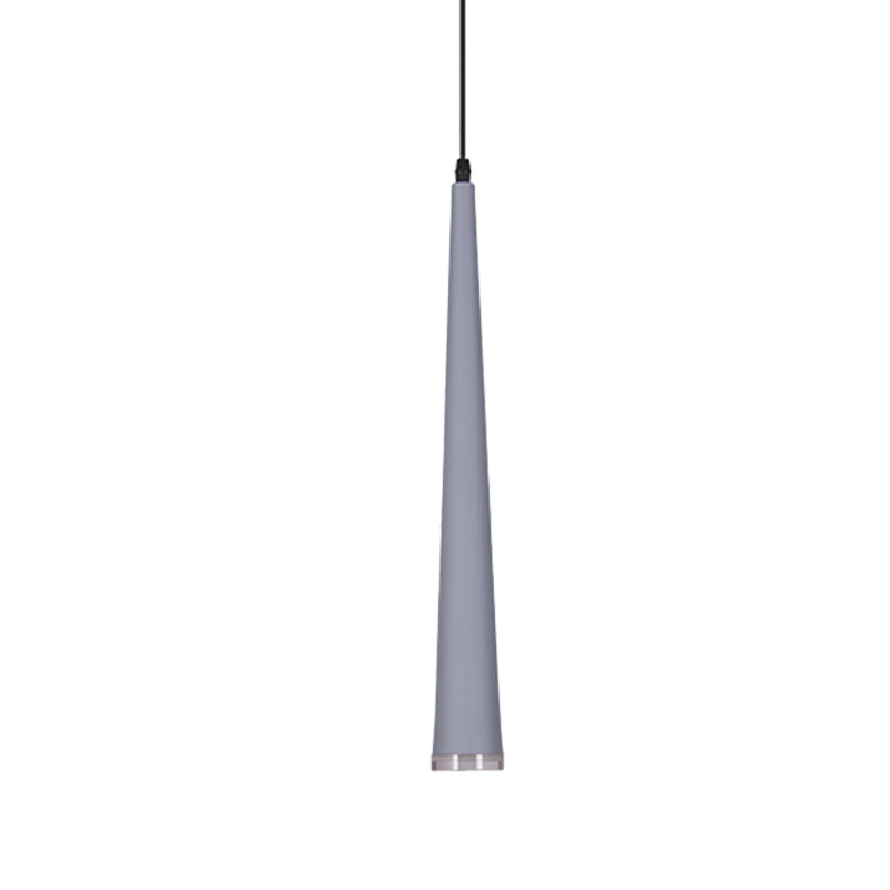 Tapering Mini Hanging Pendant Macaron Metal 1 Bulb Grey/White/Red Suspended Lighting Fixture over Table Clearhalo 'Ceiling Lights' 'Pendant Lights' 'Pendants' Lighting' 781661