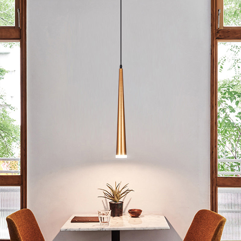 Tapering Mini Hanging Pendant Macaron Metal 1 Bulb Grey/White/Red Suspended Lighting Fixture over Table Clearhalo 'Ceiling Lights' 'Pendant Lights' 'Pendants' Lighting' 781676